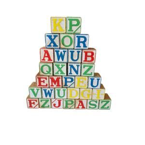 Vintage Set of 31 Large Wooden Alphabet Numbers Blocks Some Doubles